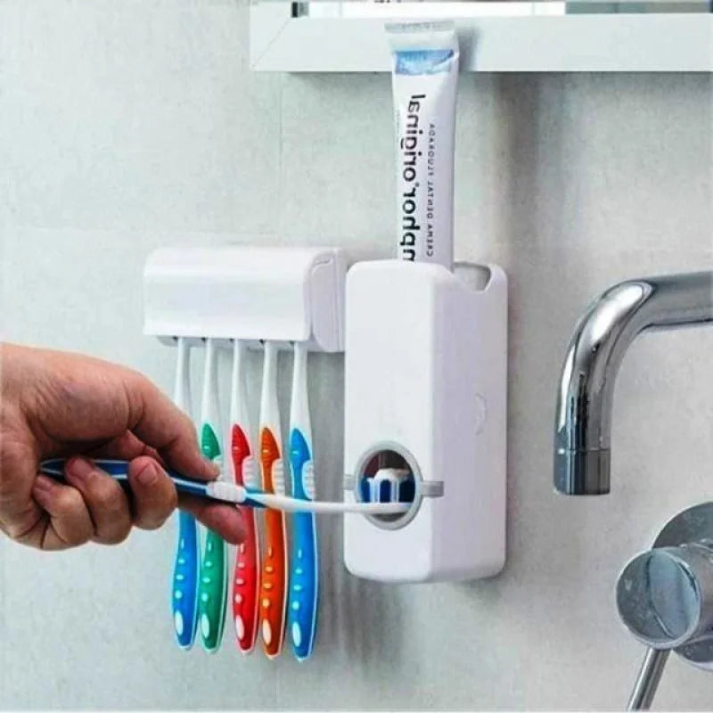 Dispenser Aplicador de Pasta de Dente e Suporte Para Escova Dental